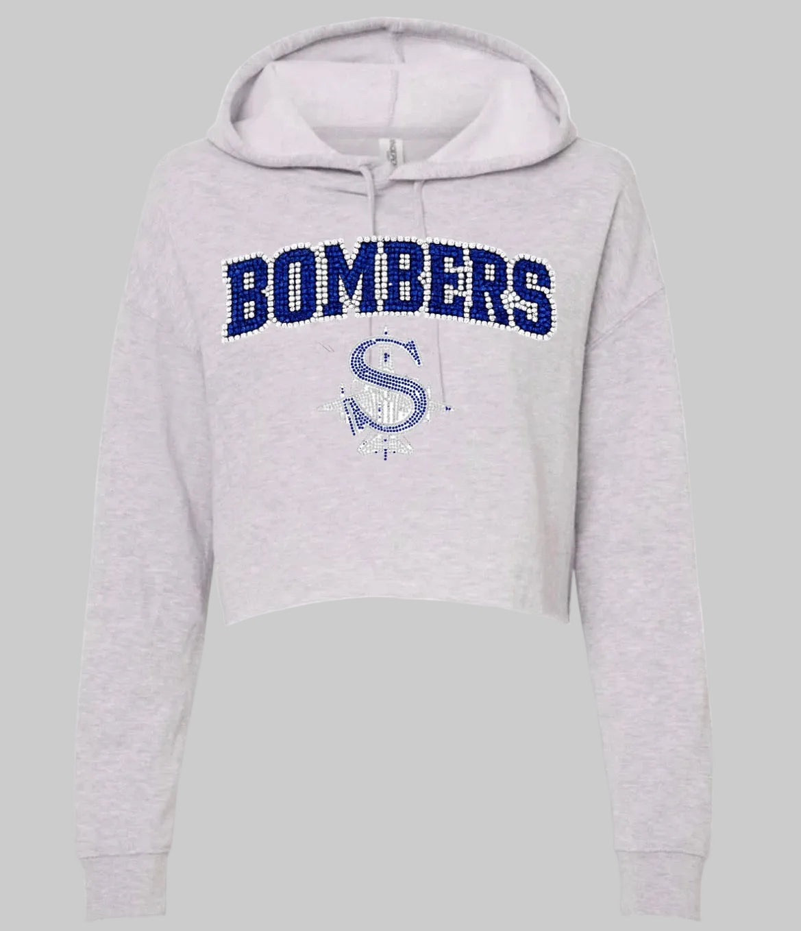 Bombers logo bling cropped hoodie - 032