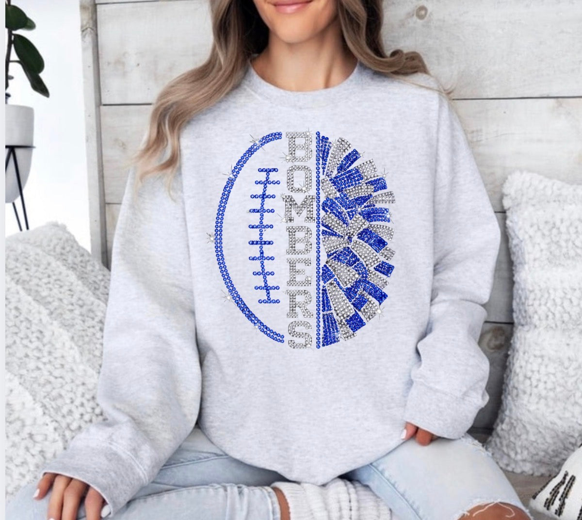 Bombers football and cheer bling sweatshirt - 010