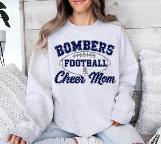 Bombers football and cheer mom bling sweatshirt - 023