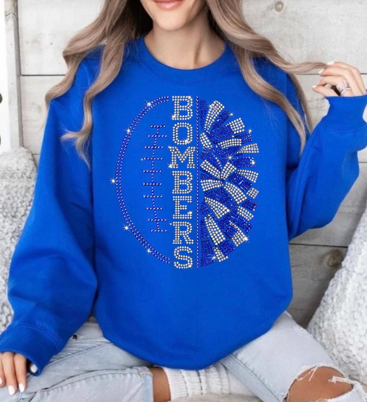 Bombers football and cheer bling sweatshirt - 010