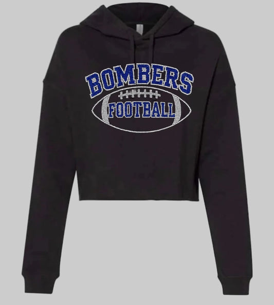 Bombers football bling cropped hoodie - 028 - adult only