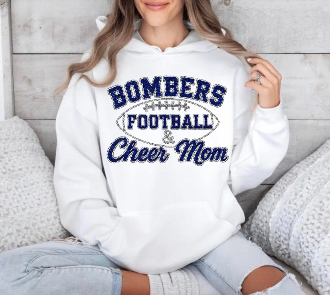 Bombers football and cheer mom bling hoodie - 024