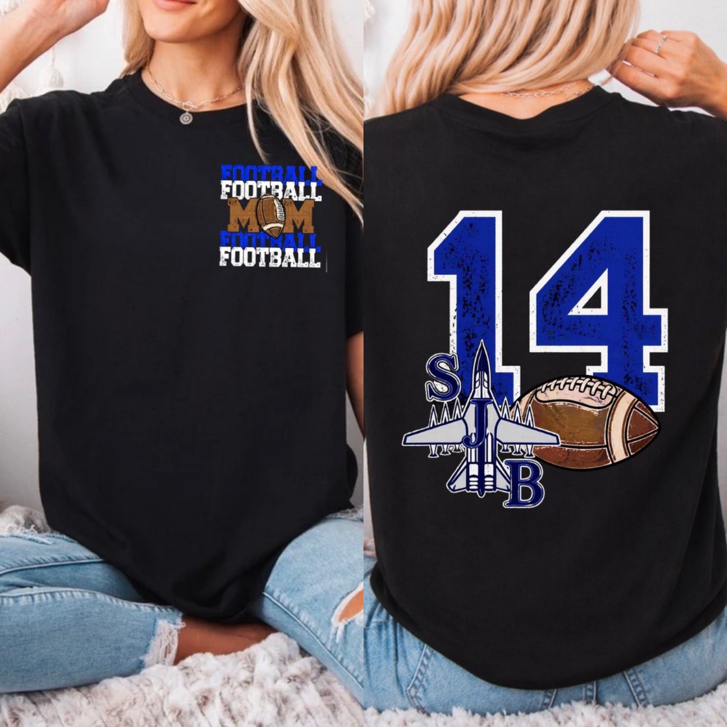 SJB football mom personalized shirt with number on back - tshirts, crewnecks, sweatshirts - 033