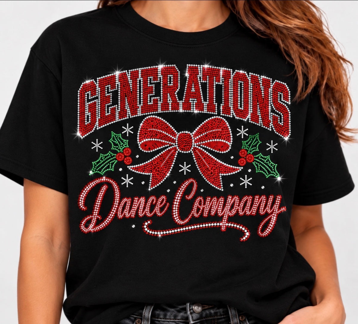PRE-ORDER - Generations Dance company christmas bling tshirt - 0102