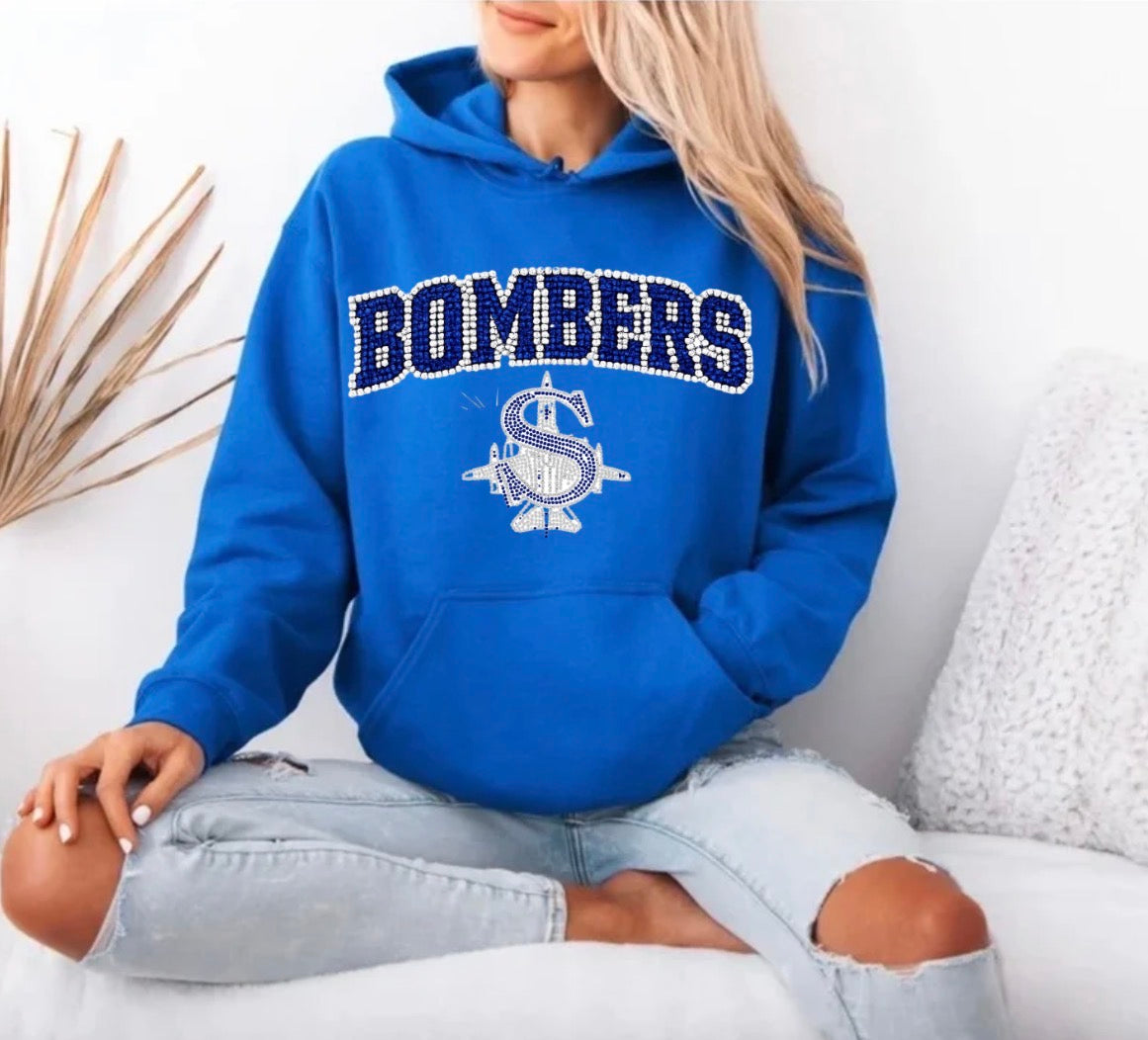 Bombers logo bling hoodie - 031