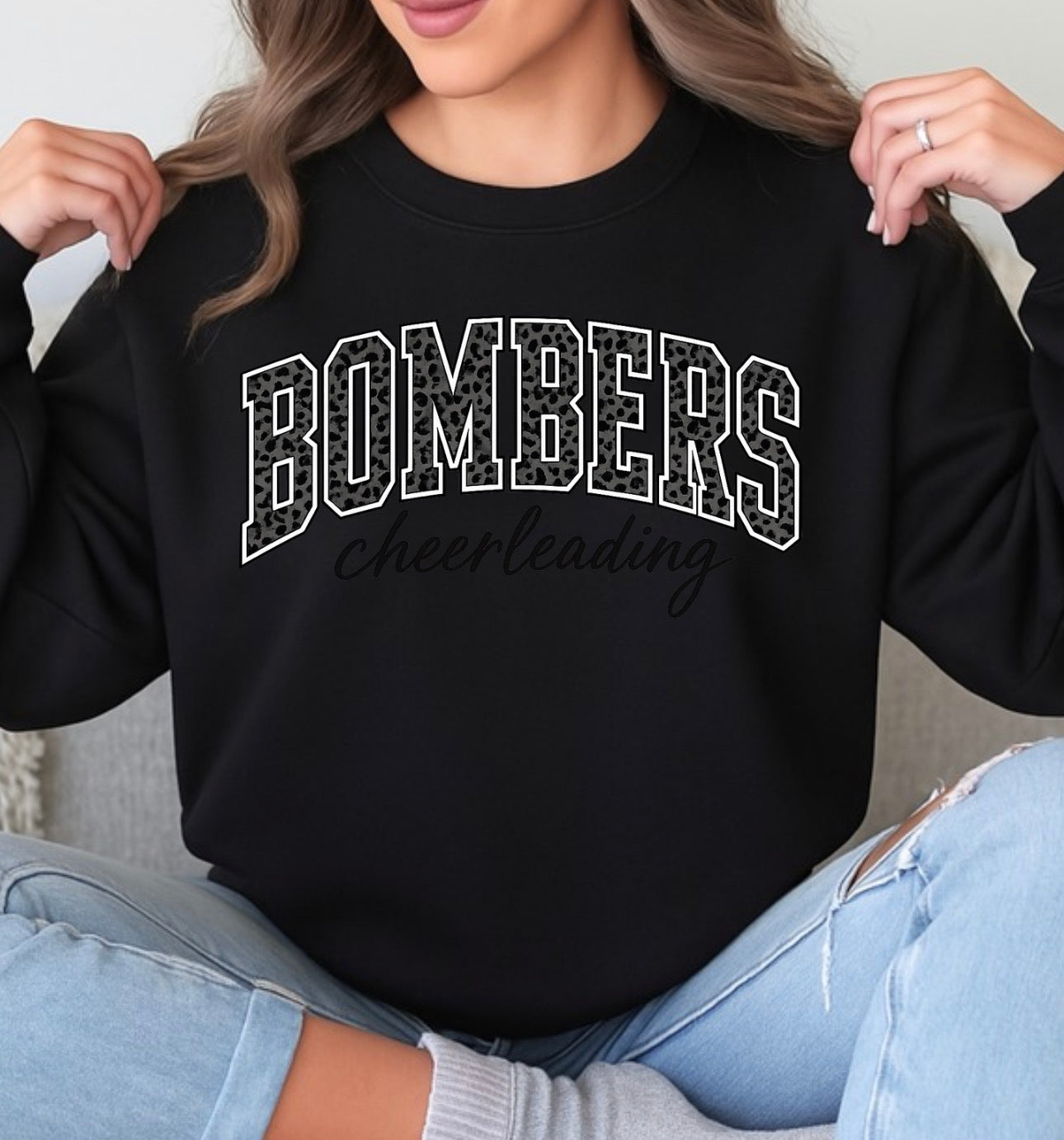 Bombers cheerleading black cheetah print - tshirts, sweatshirts, hoodies - 001