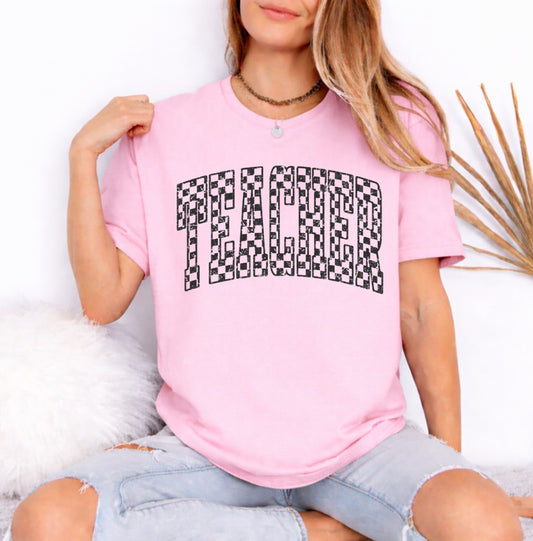 checkereded teacher shirt