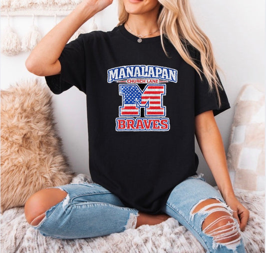 Braves patriotic bling logo shirt - 001