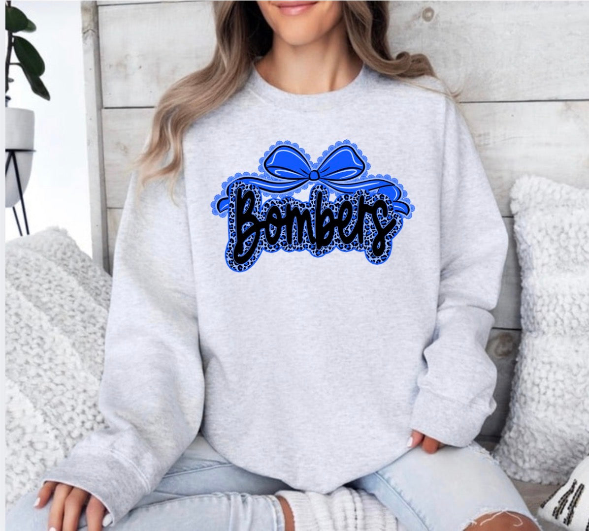 Bombers bow with leopard background - tshirts, sweatshirts, hoodies - 006