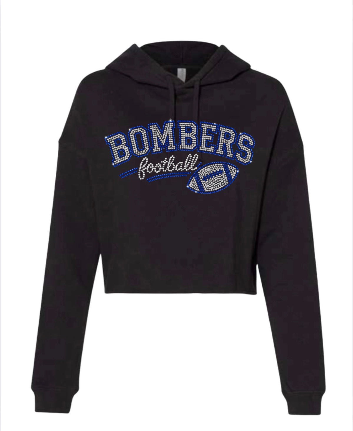 bombers football bling, cropped hoodie - 045