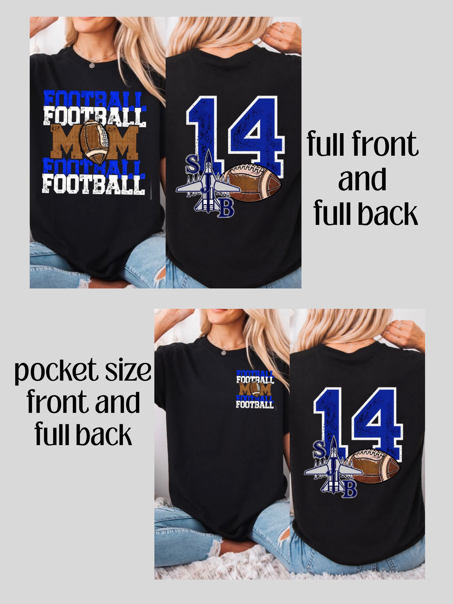 SJB football mom personalized shirt with number on back - tshirts, crewnecks, sweatshirts - 033