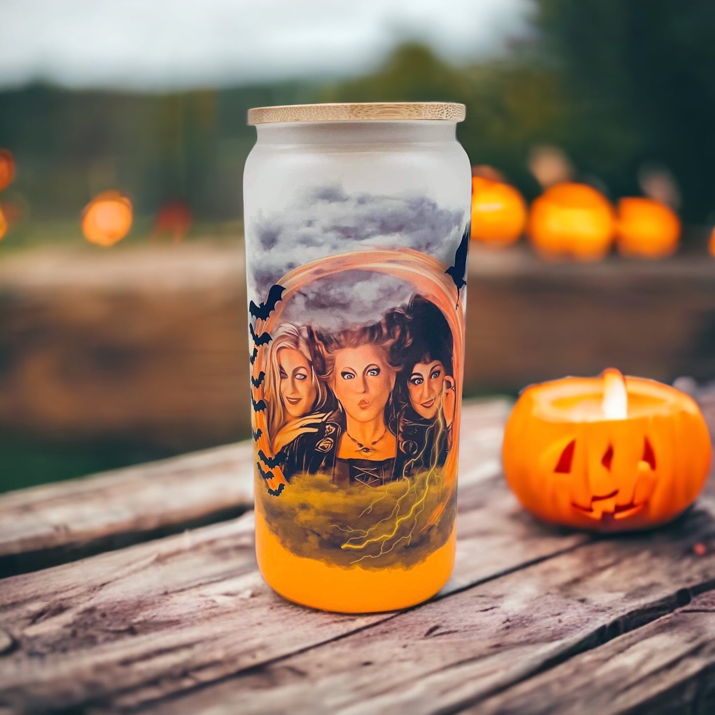 Hocus pocus frosted glass cup