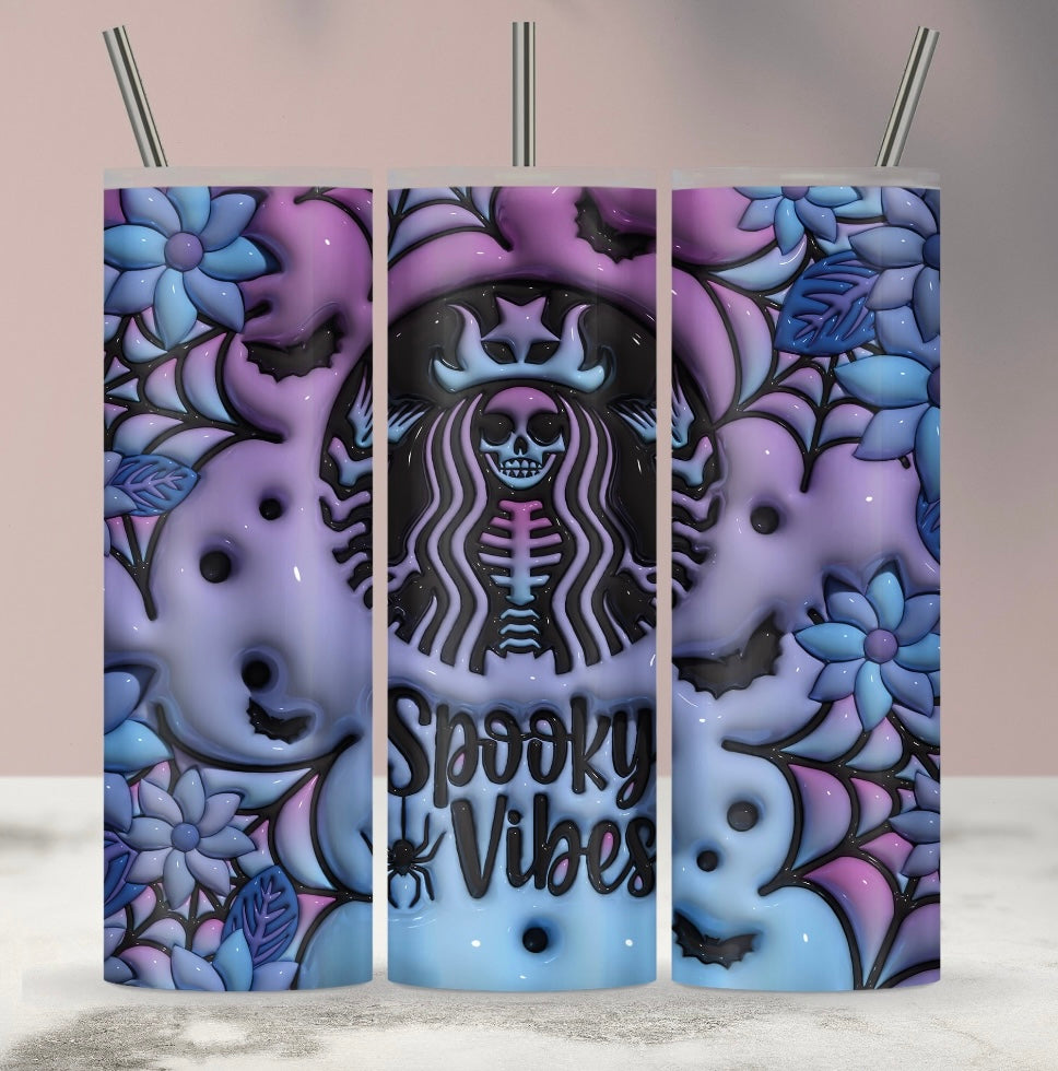 Spooky vibes purple 3D tumbler