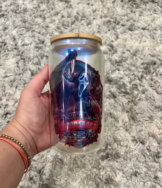 Scream inspired glass cup